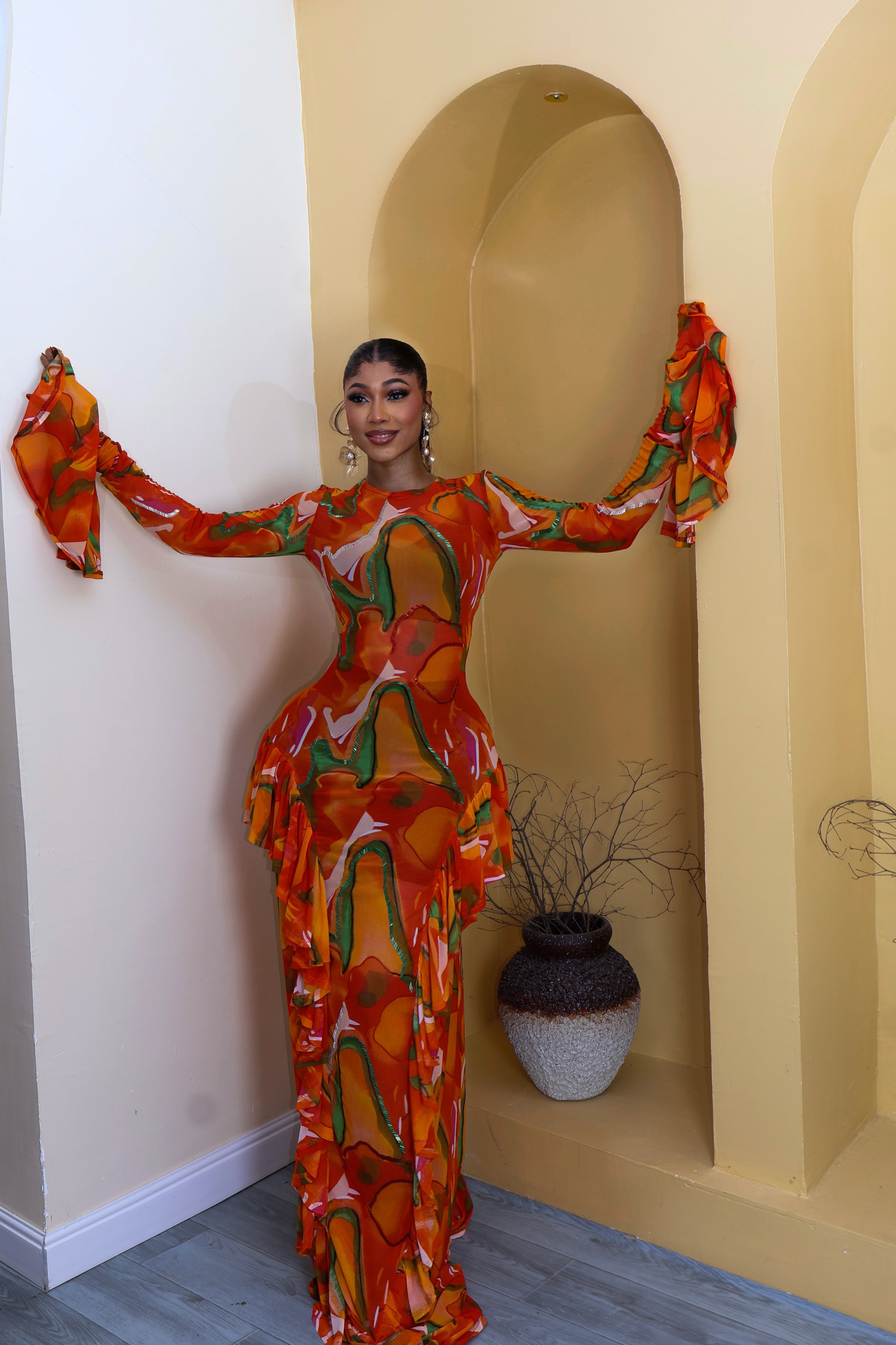 Sade Flame Dress (Beaded)