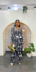 Afrozest Silk & Mesh Pant Set (BLACK)