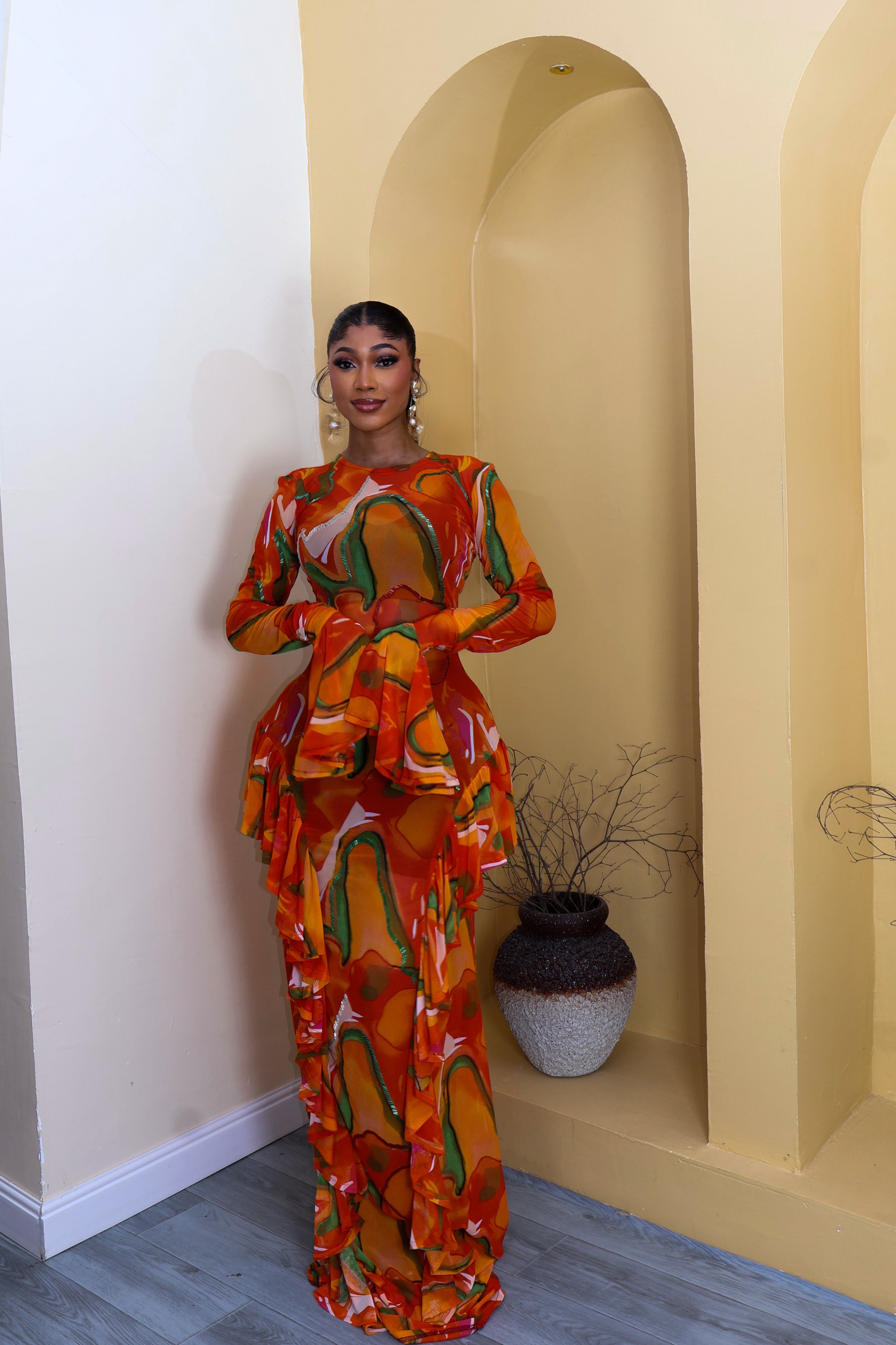 Sade Flame Dress (Beaded)