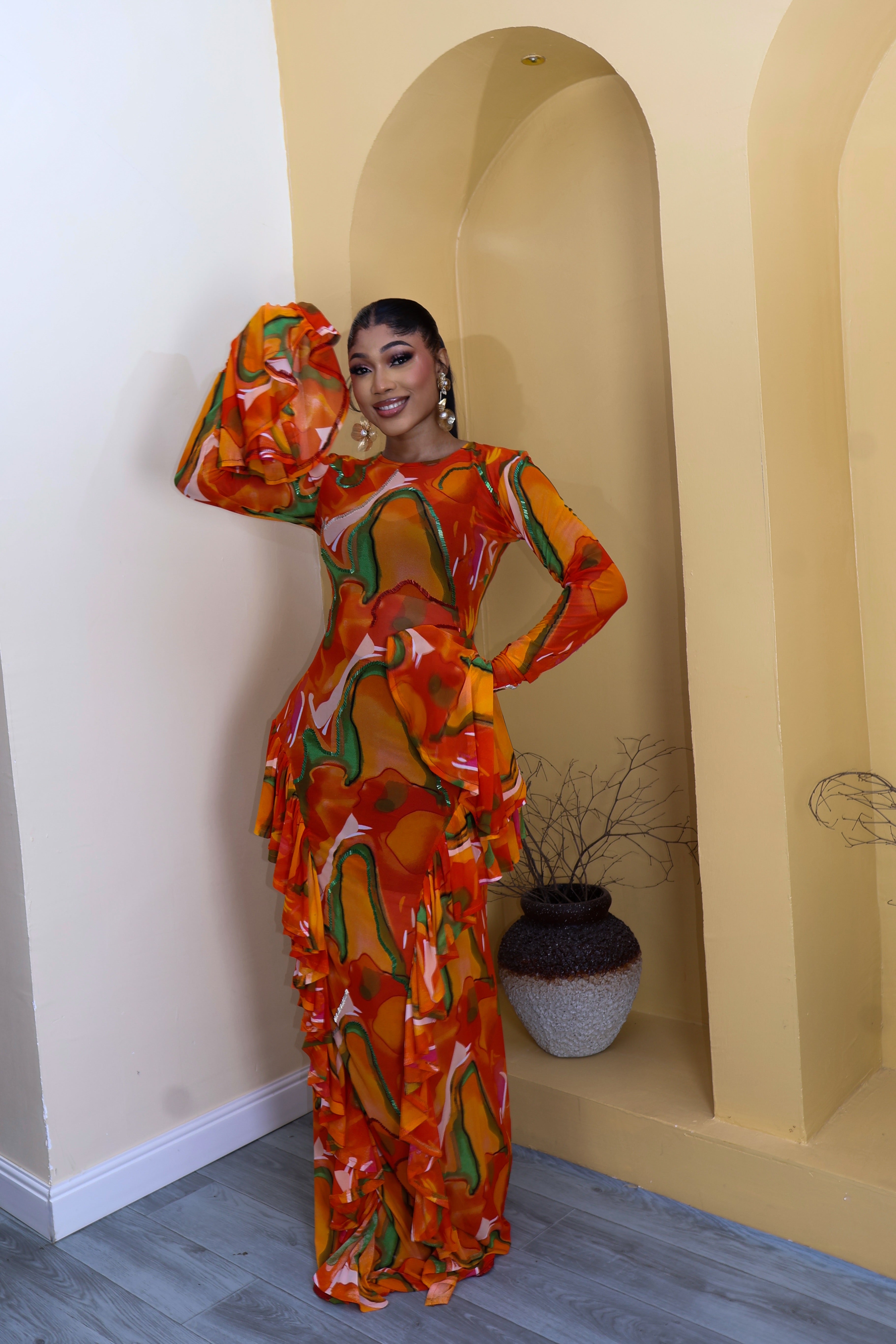 Sade Flame Dress (Beaded)