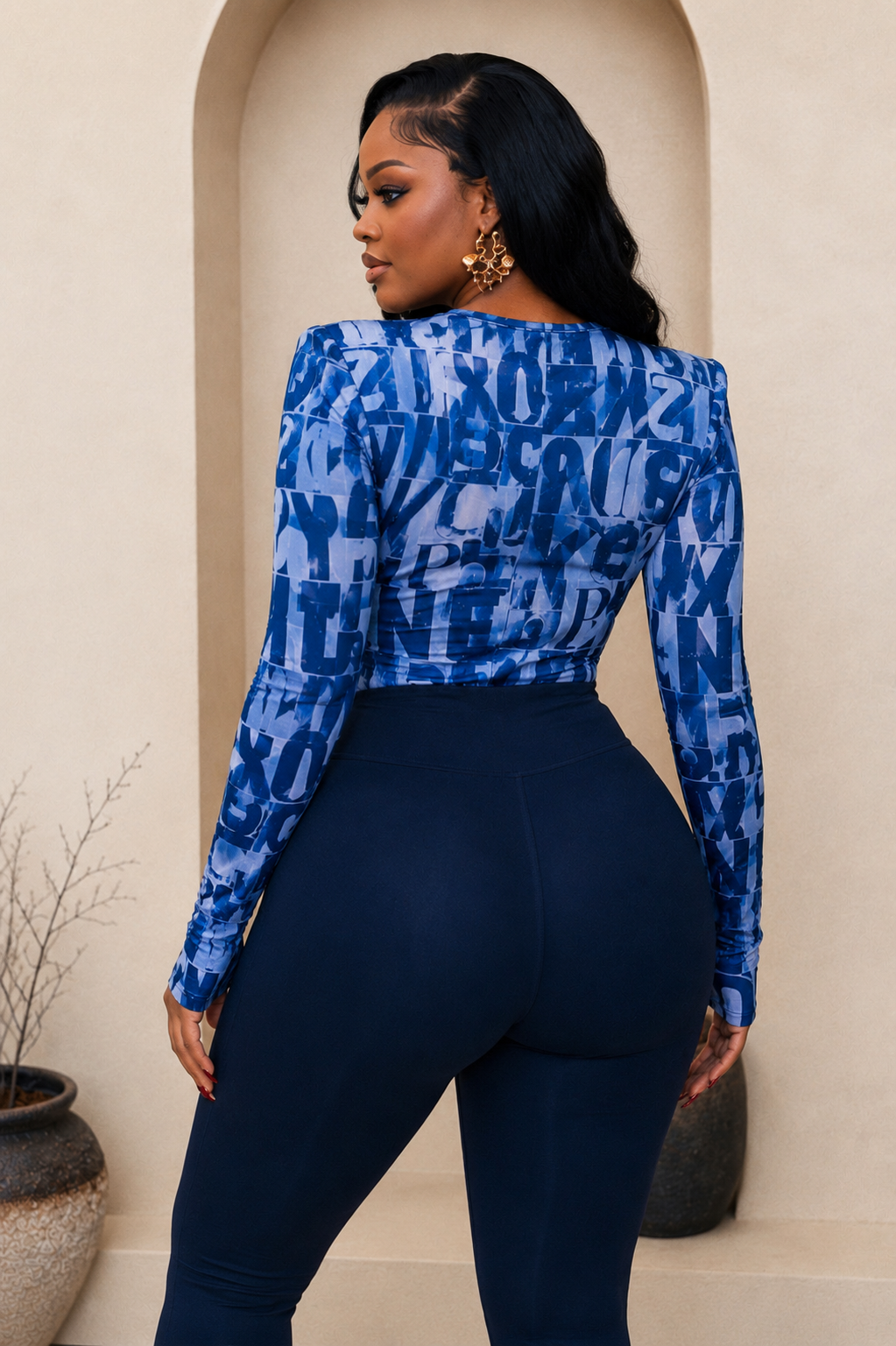 RARA Bodysuit Top In Blue