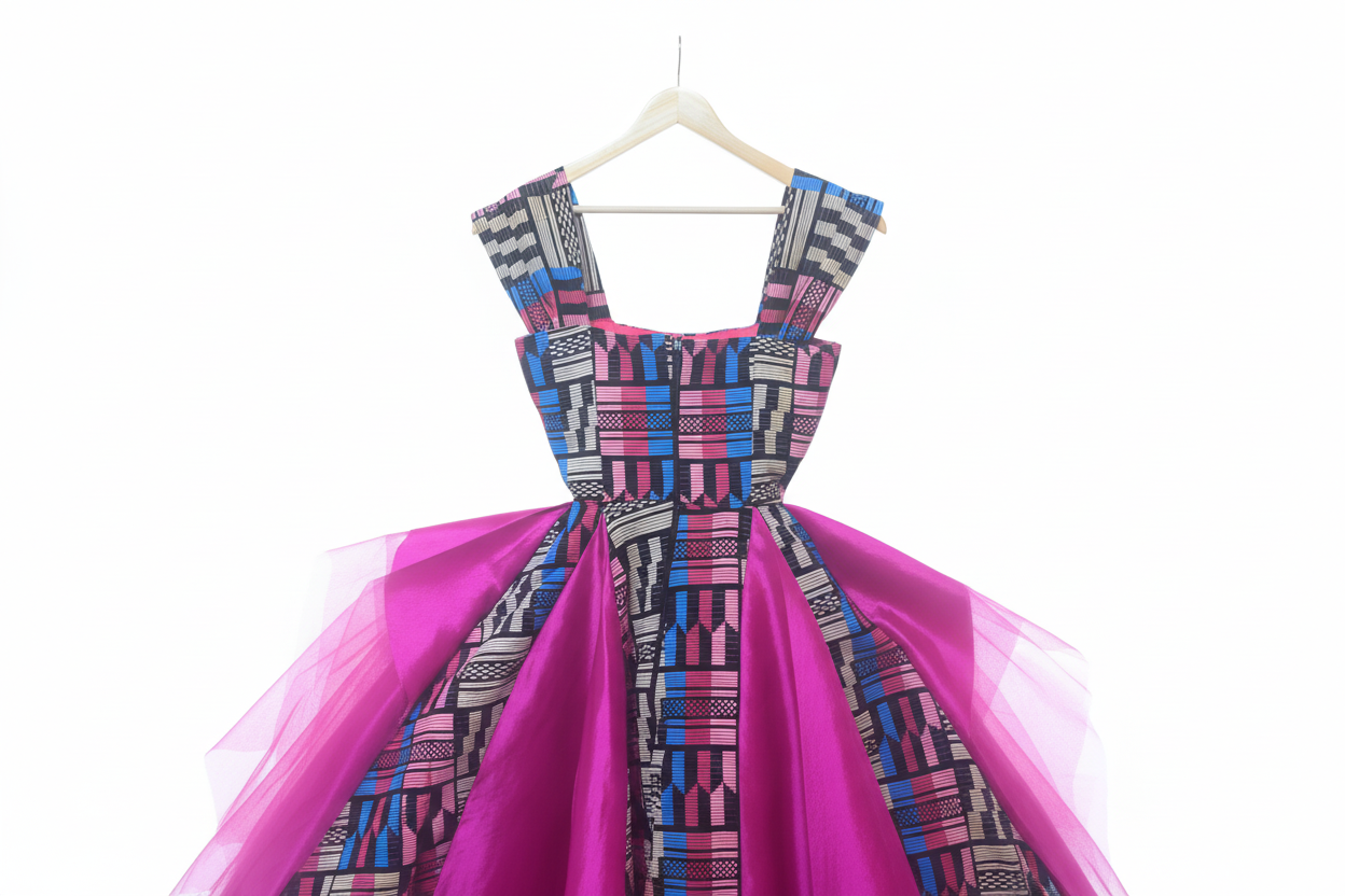 Serwaa Royale Akwete Dress In Pink