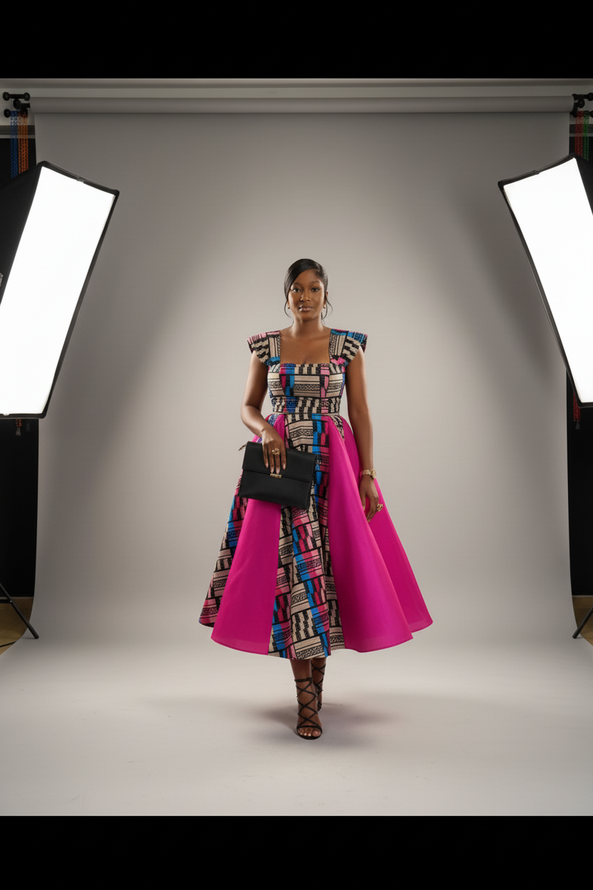 Serwaa Royale Akwete Dress In Pink