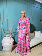 Atilola 3-Piece Set (Dress • Cover-up • Scarf) in Pink