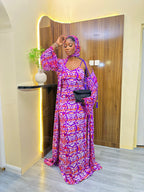 Atilola 3-Piece Set (Dress • Cover-up • Scarf) in Pink