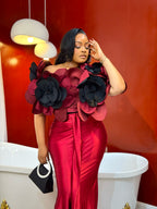 FLORÉ ROYALE 2-Piece Set in Wine Red