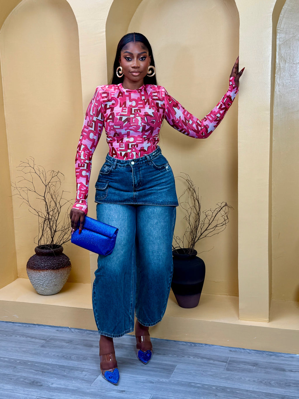 RARA Bodysuit Top In Pink