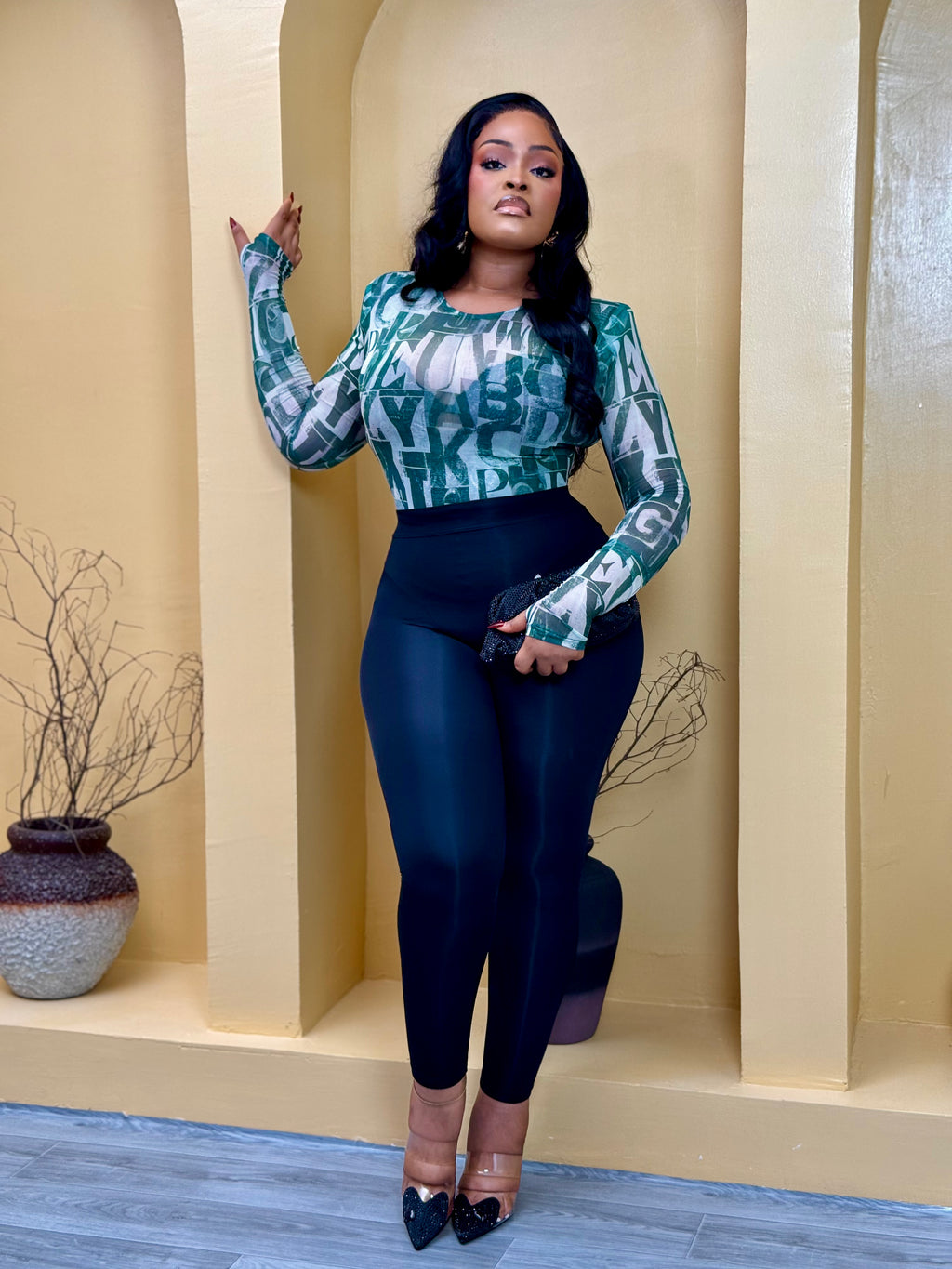 RARA Bodysuit Top In Green