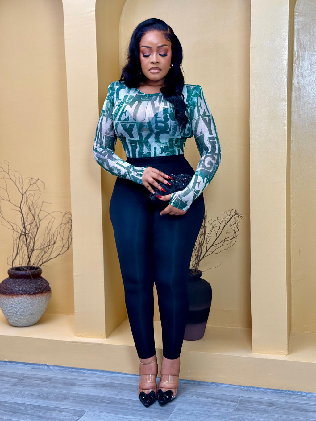 RARA Bodysuit Top In Green