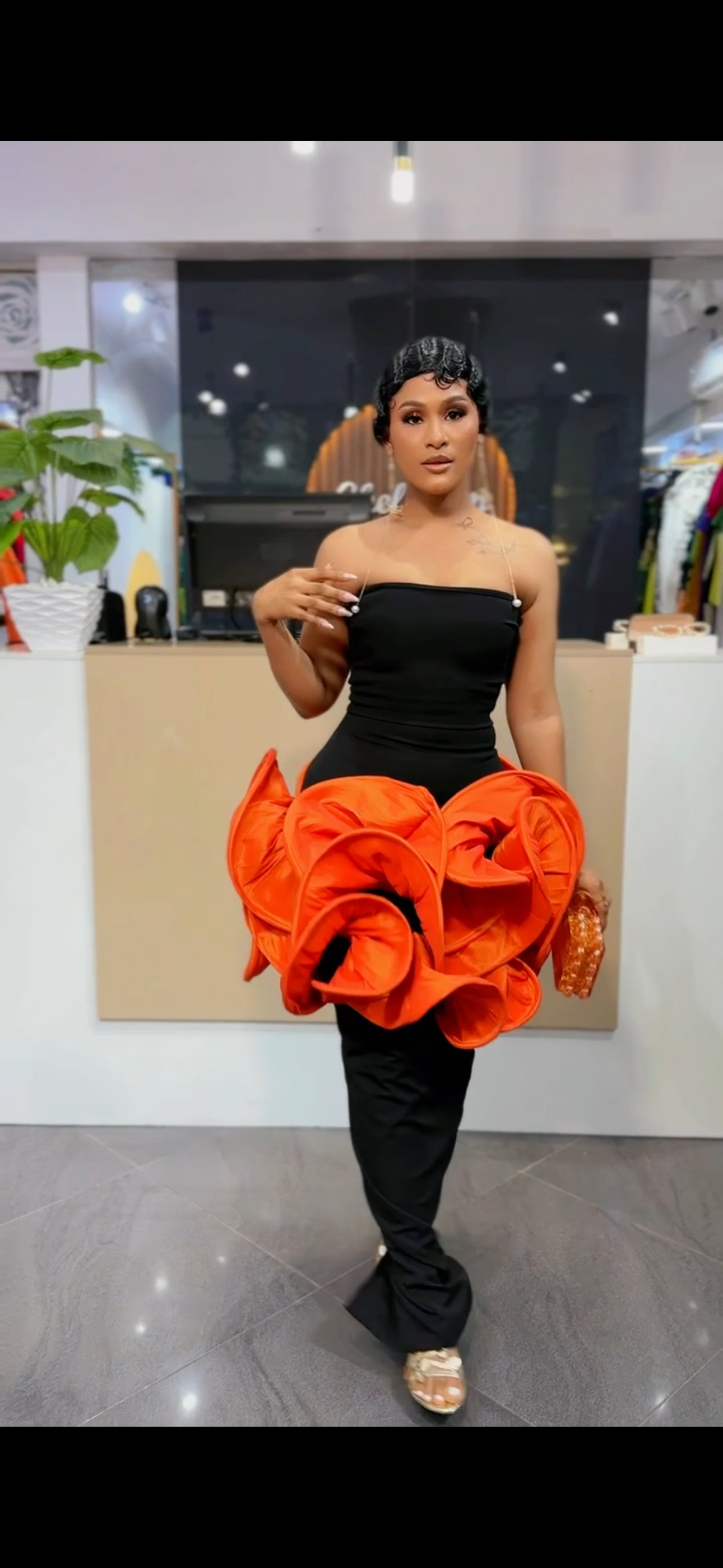 VELOUR DRESS In Orange